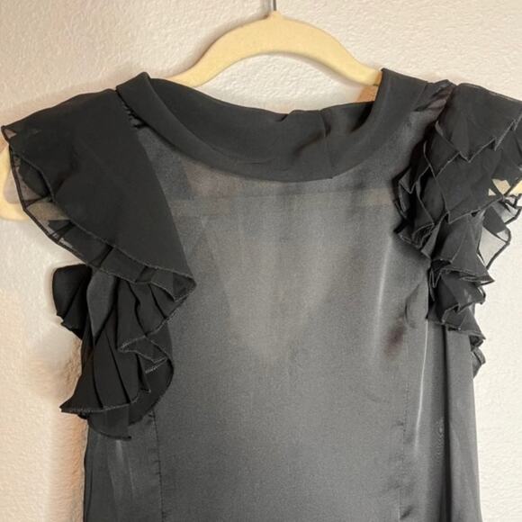 Asgard Black Sheer Ruffle Sexy Top Sz Small - Picture 4 of 16